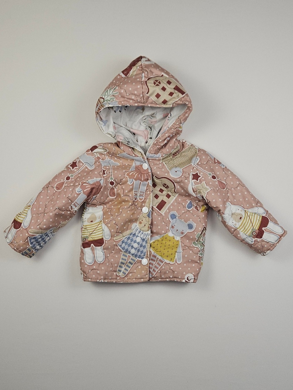 Handmade Reversible Jacket Unicorn Rainbow Bunny Bear Hooded Coat 12-18M